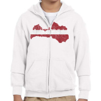 Latvian Map And Flag Souvenir   Distressed Latvija T Shirt Youth Zipper Hoodie | Artistshot