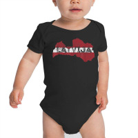 Latvian Map And Flag Souvenir   Distressed Latvija T Shirt Baby Bodysuit | Artistshot