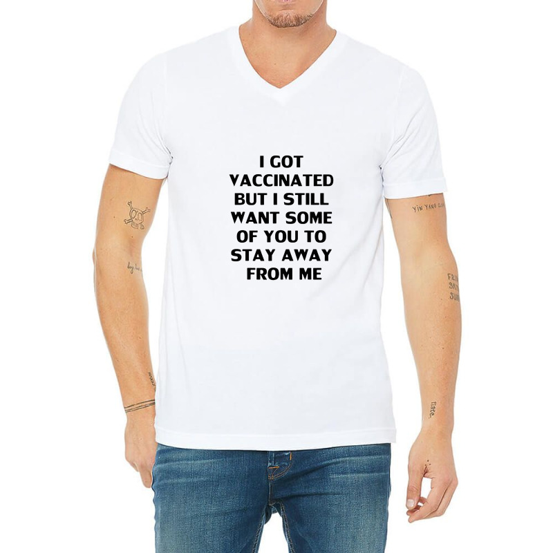 Got Vaccinated V-Neck Tee by rochewoodworthillustration | Artistshot