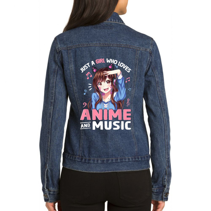 Just A Girl Who Loves Anime And Music Anime Lover Teen Girls Ladies Denim Jacket by Juan-Design | Artistshot