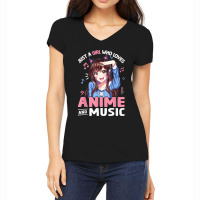 Just A Girl Who Loves Anime And Music Anime Lover Teen Girls Women's V-neck T-shirt | Artistshot