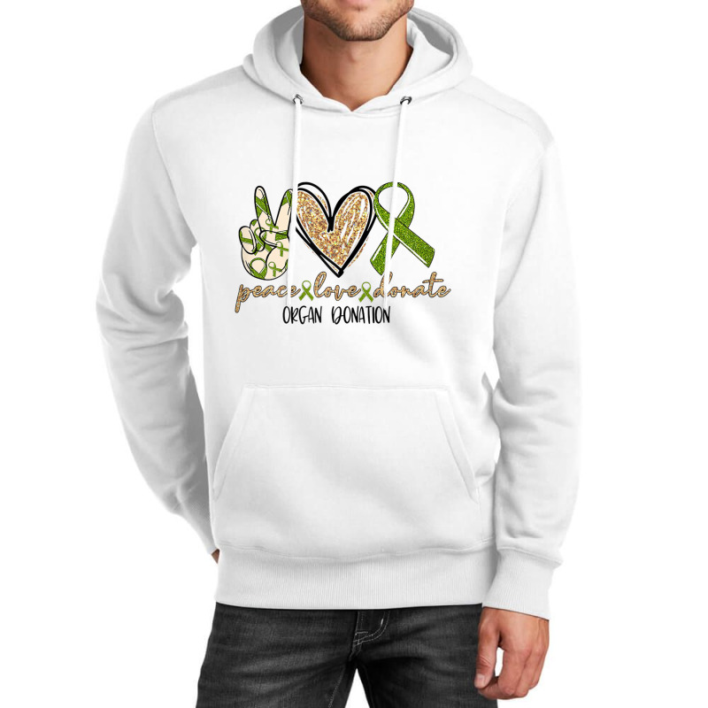 Womens Organ Donation Peace Love Donate Give Someone Life Donate Funny Unisex Hoodie by CaleDesign | Artistshot