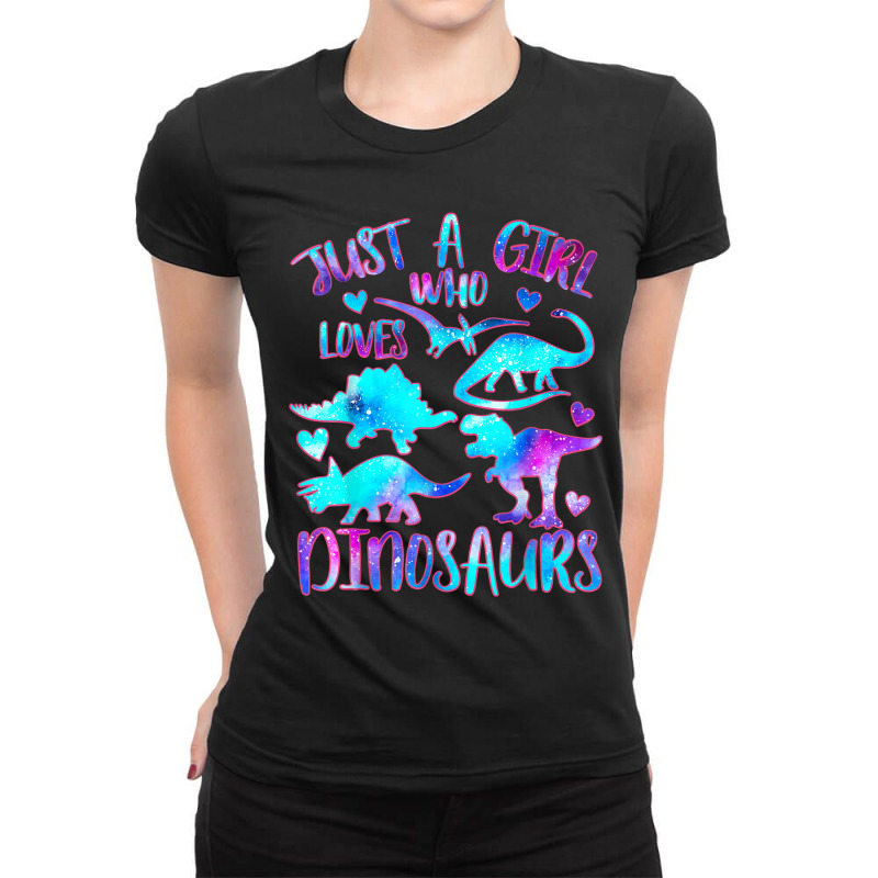 Just A Girl Who Loves Dinosaurs  Dinosaur Theme Teen Girls Ladies Fitted T-Shirt by Juan-Design | Artistshot