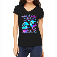 Just A Girl Who Loves Dinosaurs  Dinosaur Theme Teen Girls Women's V-neck T-shirt | Artistshot