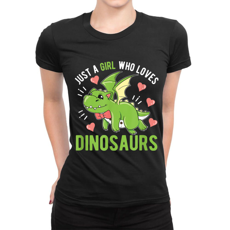 Just A Girl Who Loves Dinosaurs Dino Ladies Fitted T-Shirt by Juan-Design | Artistshot