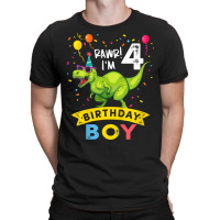 Kids 4 Year Old Shirt 4th Birthday Boy T Rex Dinosaur T Shirt T-shirt | Artistshot