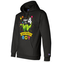 Kids 4 Year Old Shirt 4th Birthday Boy T Rex Dinosaur T Shirt Champion Hoodie | Artistshot