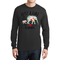 Just A Girl Who Loves Elephants Cute Design For Women Girls Long Sleeve Shirts | Artistshot