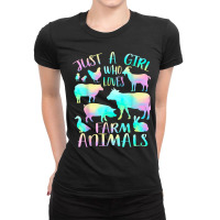 Just A Girl Who Loves Farm Animals  Cows Pigs Goats Lover Ladies Fitted T-shirt | Artistshot