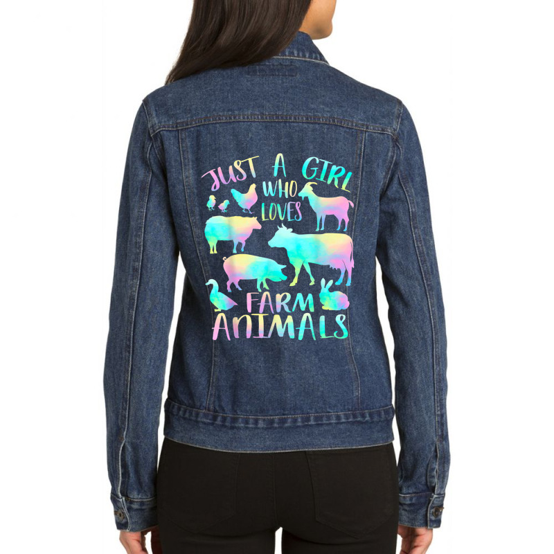 Just A Girl Who Loves Farm Animals  Cows Pigs Goats Lover Ladies Denim Jacket by Juan-Design | Artistshot