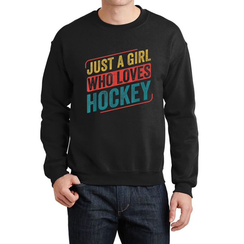 Just A Girl Who Loves Hockey Funny Ice Hockey Crewneck Sweatshirt by Juan-Design | Artistshot