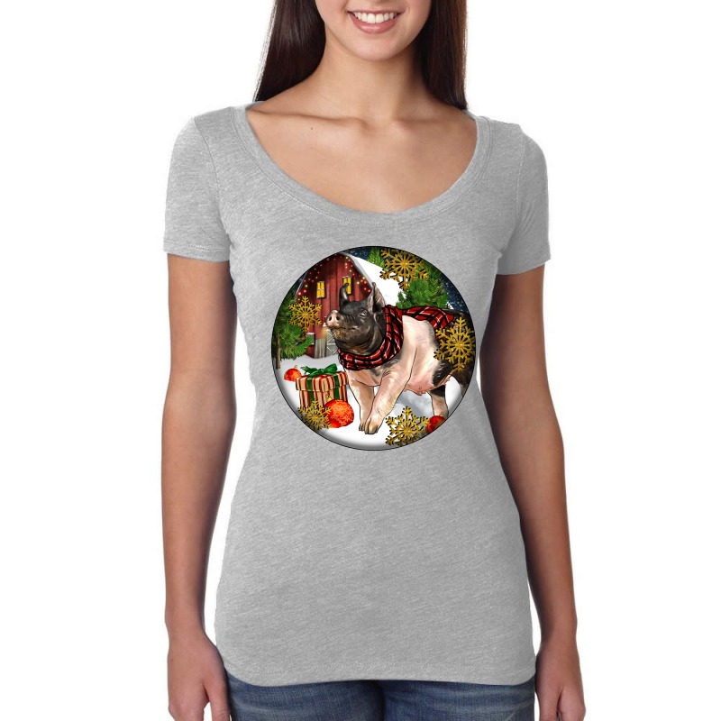 Hampshire Sow Pig Christmas Women's Triblend Scoop T-shirt by LillyAllenDesigns | Artistshot