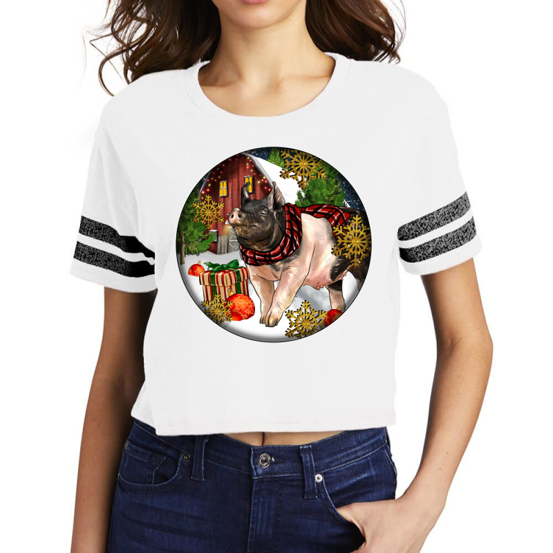 Hampshire Sow Pig Christmas Scorecard Crop Tee by LillyAllenDesigns | Artistshot