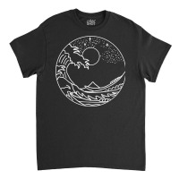 The Great Wave Off Kanagawa Minimal Line Art Nature Gift T Shirt Classic T-shirt | Artistshot