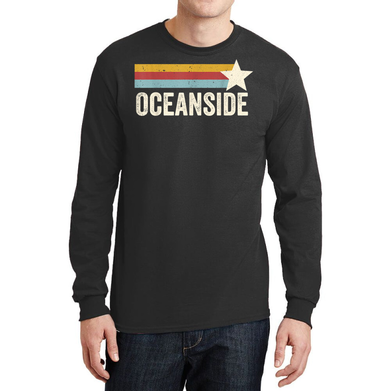 Us American City 70's Star Usa   Vintage Retro Oceanside T Shirt Long Sleeve Shirts | Artistshot