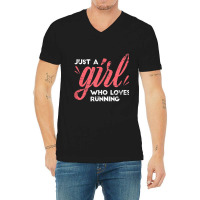 Just A Girl Who Loves Running Girl Track And Field Running V-neck Tee | Artistshot