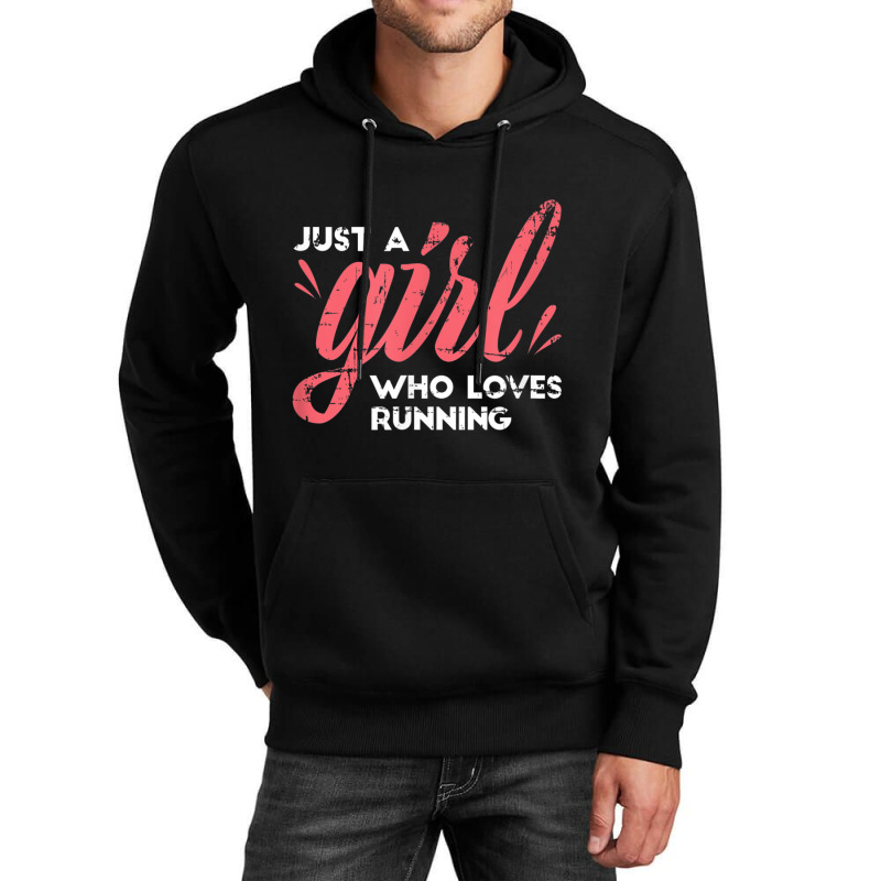 Just A Girl Who Loves Running Girl Track And Field Running Unisex Hoodie by LaytonDesign | Artistshot