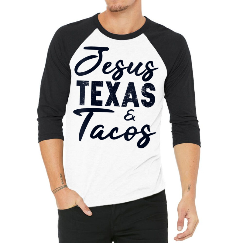 Womens Jesus Texas And Tacos Funny Foodie Cinco Mayo Christian Gift V 3/4 Sleeve Shirt | Artistshot