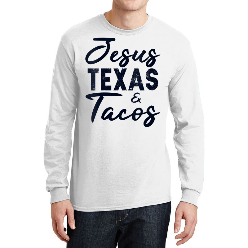 Womens Jesus Texas And Tacos Funny Foodie Cinco Mayo Christian Gift V Long Sleeve Shirts | Artistshot