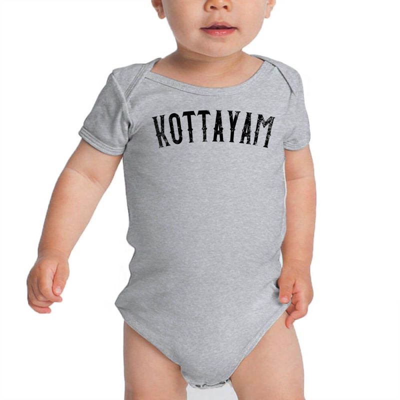 Kottayam India Vintage Black Text Apparel T Shirt Baby Bodysuit by plancefbtluceka | Artistshot