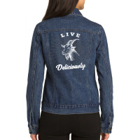 Live Deliciously Occult Wiccan Goat Pagan T Shirt And Gift Ladies Denim Jacket | Artistshot