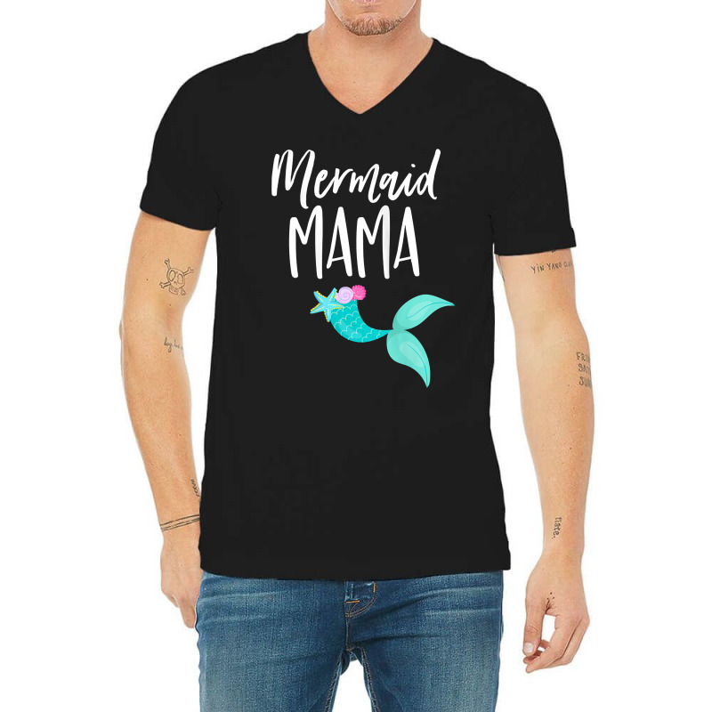 Womens Mermaid Birthday Party Shirt For Girl Momma Mom Mermaid Mama Ta V-neck Tee | Artistshot