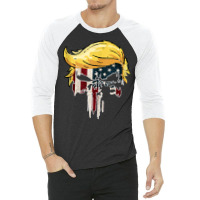 Trump American Flag Skull 2020 Second Term Reelection Tank Top 3/4 Sleeve Shirt | Artistshot