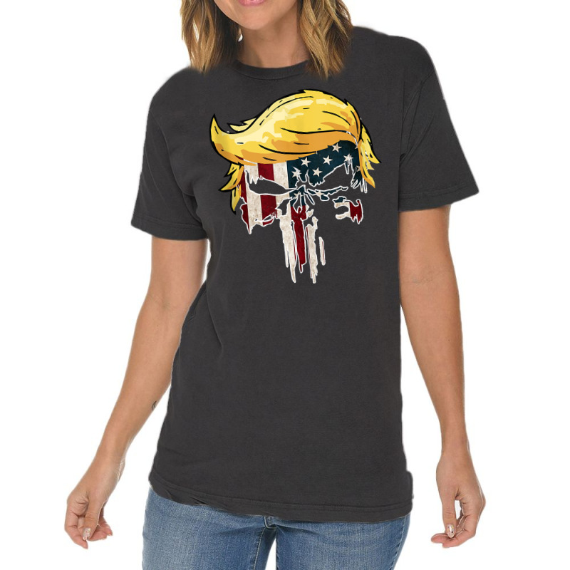 Trump American Flag Skull 2020 Second Term Reelection Tank Top Vintage T-shirt | Artistshot