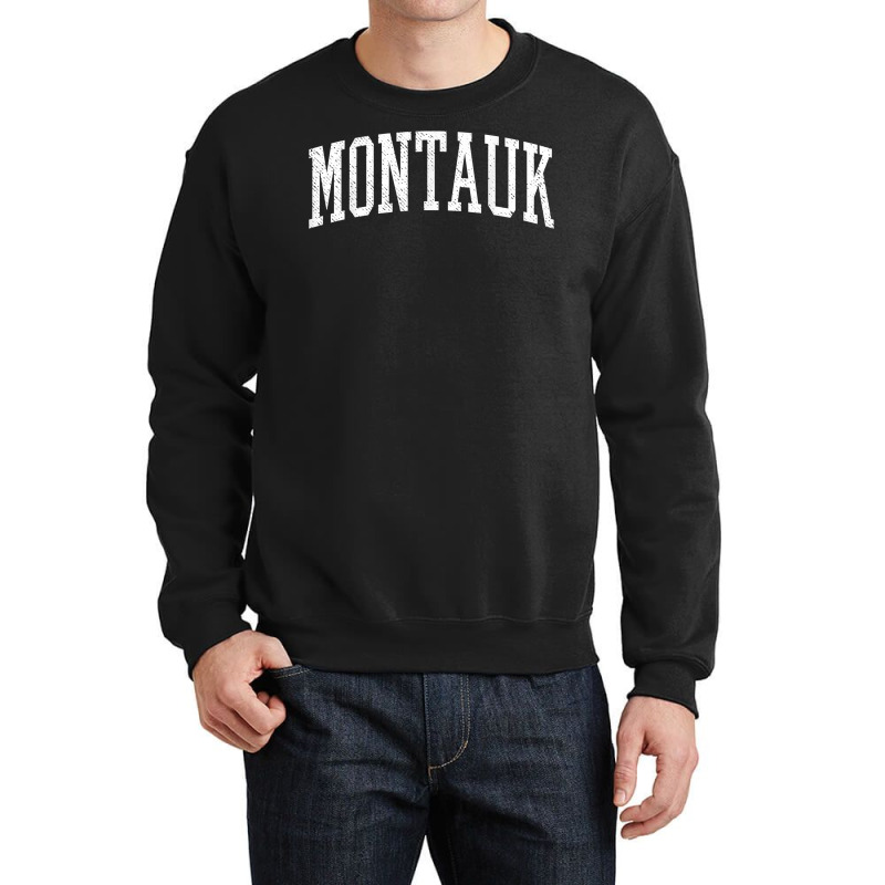 Varsity Distressed Montauk T Shirt Crewneck Sweatshirt | Artistshot