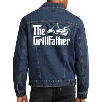 The Grillfather Funny Cool Bbq Grill Chef T Shirt Men Denim Jacket | Artistshot