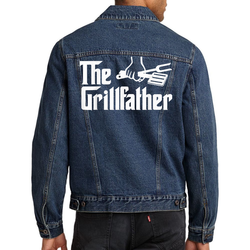 The Grillfather Funny Cool Bbq Grill Chef T Shirt Men Denim Jacket | Artistshot