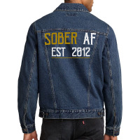 Sober Af Since 2012   10 Year Sobriety Anniversary T Shirt Men Denim Jacket | Artistshot