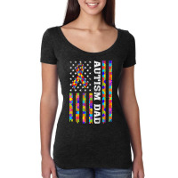 Autism Awareness Proud Autism Dad Vintage Usa Flag Gift Men Women's Triblend Scoop T-shirt | Artistshot