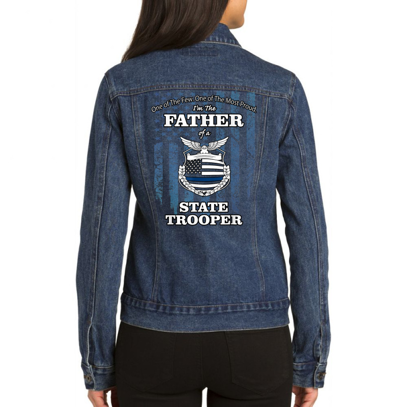 State Police Badge   Proud State Trooper Dad Ladies Denim Jacket by milkeyderamse | Artistshot