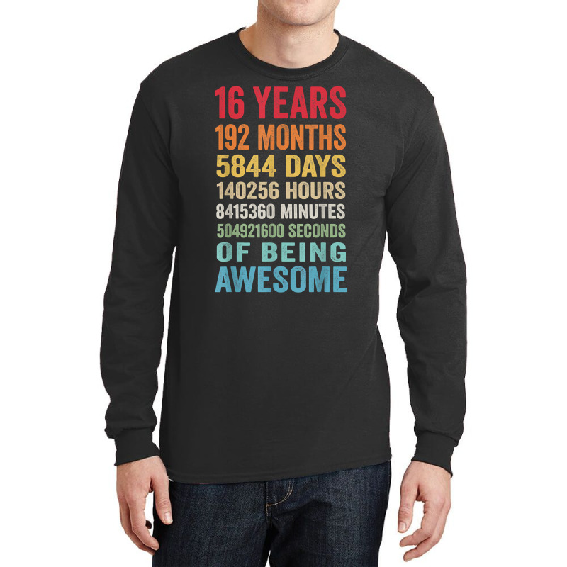 Vintage 16th Birthday Shirt Gifts 16 Years Old Being Awesome T Shirt Long Sleeve Shirts | Artistshot