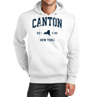 Canton New York Ny Vintage Athletic Navy Sports Design Long Sleeve T S Unisex Hoodie | Artistshot