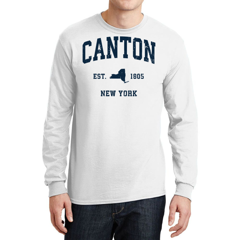 Canton New York Ny Vintage Athletic Navy Sports Design Long Sleeve T S Long Sleeve Shirts | Artistshot