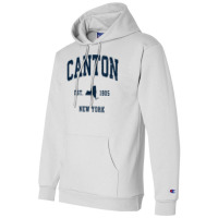 Canton New York Ny Vintage Athletic Navy Sports Design Long Sleeve T S Champion Hoodie | Artistshot