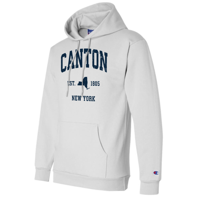 Canton New York Ny Vintage Athletic Navy Sports Design Long Sleeve T S Champion Hoodie | Artistshot