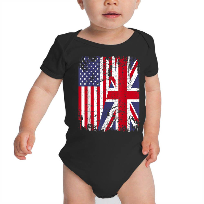 British Roots  Half American Flag  Britain Uk T Shirt Baby Bodysuit | Artistshot