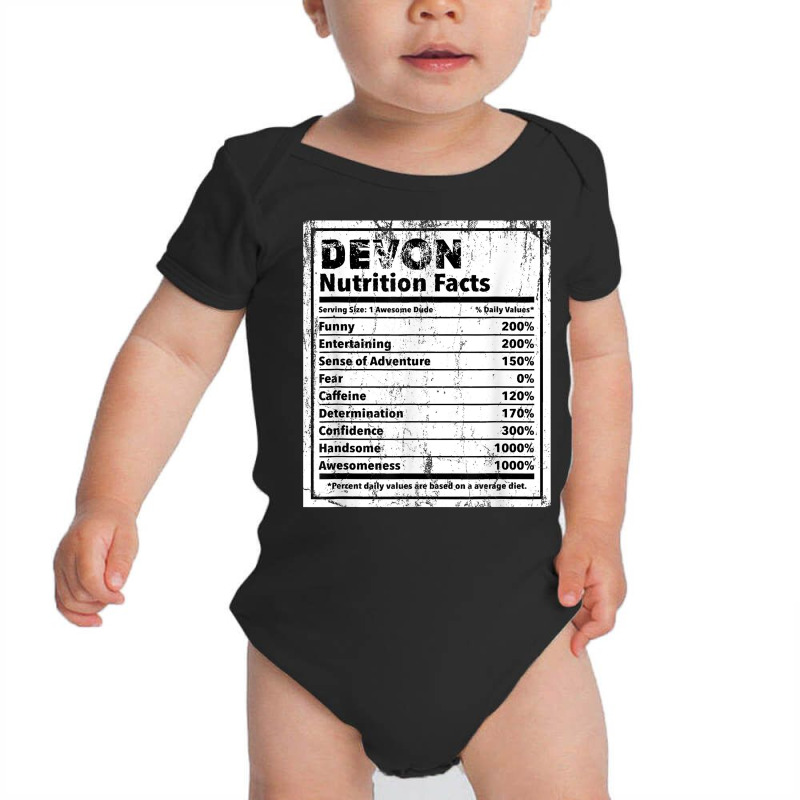 Devon Nutrition Facts Funny Name Humor Nickname Sarcasm T Shirt Baby Bodysuit by spizerrleppleq | Artistshot