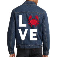 I Love Crabs Cute Crab Lover Crustacean Seafood Crab Men Denim Jacket | Artistshot