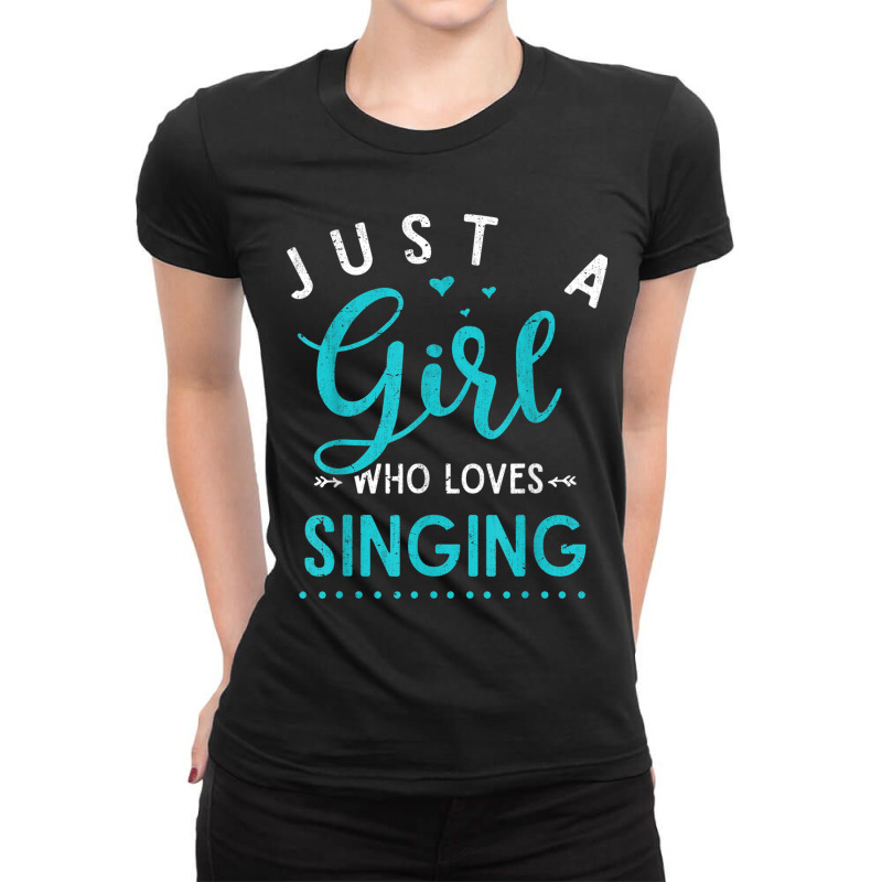 Musicals Women Gift Just A Girl Who Loves Singing Musical Ladies Fitted T-Shirt by Juan-Design | Artistshot