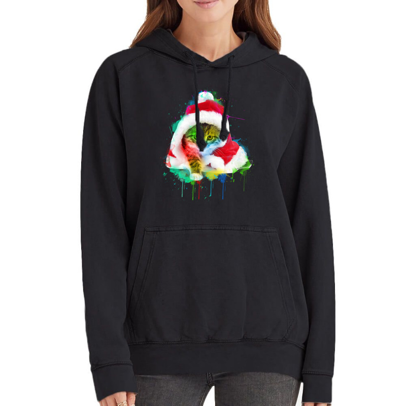 Merry Christmas Cat Vintage Hoodie | Artistshot