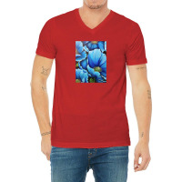 Blue Poppies V-neck Tee | Artistshot