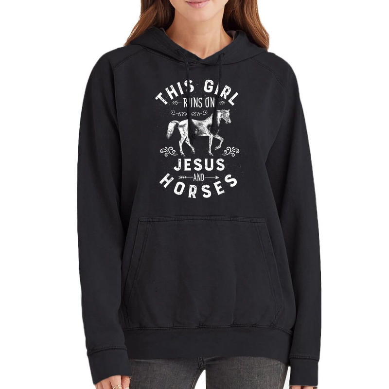 This Girl Runs On Jesus And Horses Horse Riding Equestrian Vintage Hoodie by LaytonDesign | Artistshot