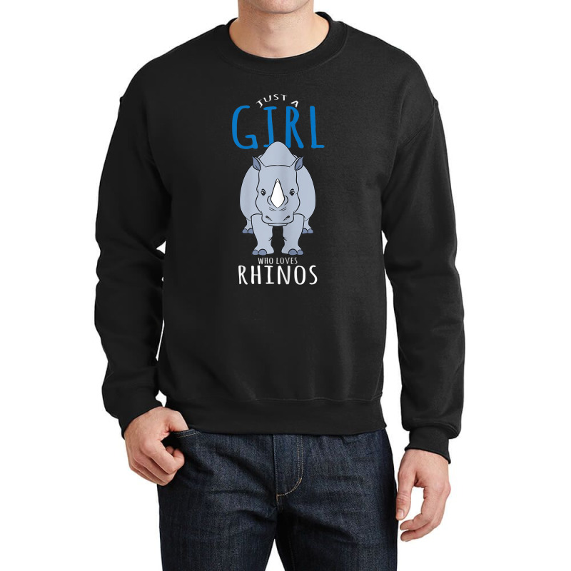 Rhino Costume Design - Just A Girl Who Loves Rhinos Crewneck Sweatshirt | Artistshot