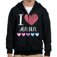 I Love Jensen Personalized Name Cool Birthday Party T Shirt Youth Zipper Hoodie | Artistshot