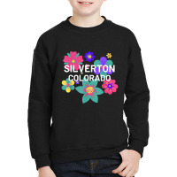 Floral Overlay Silverton Colorado Souvenir Flowers Youth Sweatshirt | Artistshot