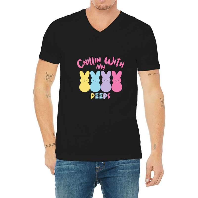 Chillin With My Peep   Easter Bunny V-Neck Tee by gummyyyart | Artistshot